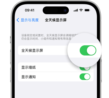 浈江苹果15预约维修分享iPhone15如何设置全天候显示屏幕可见 